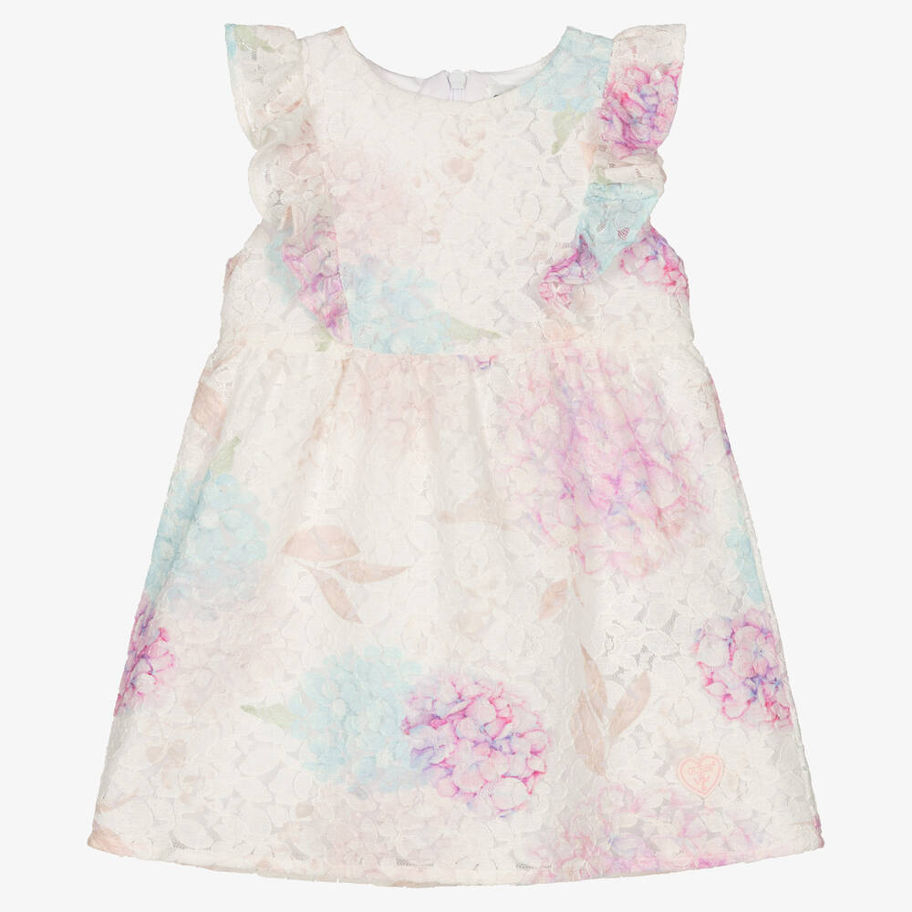 Guess - Weißes Spitzenkleid mit Blumen (M) | Childrensalon