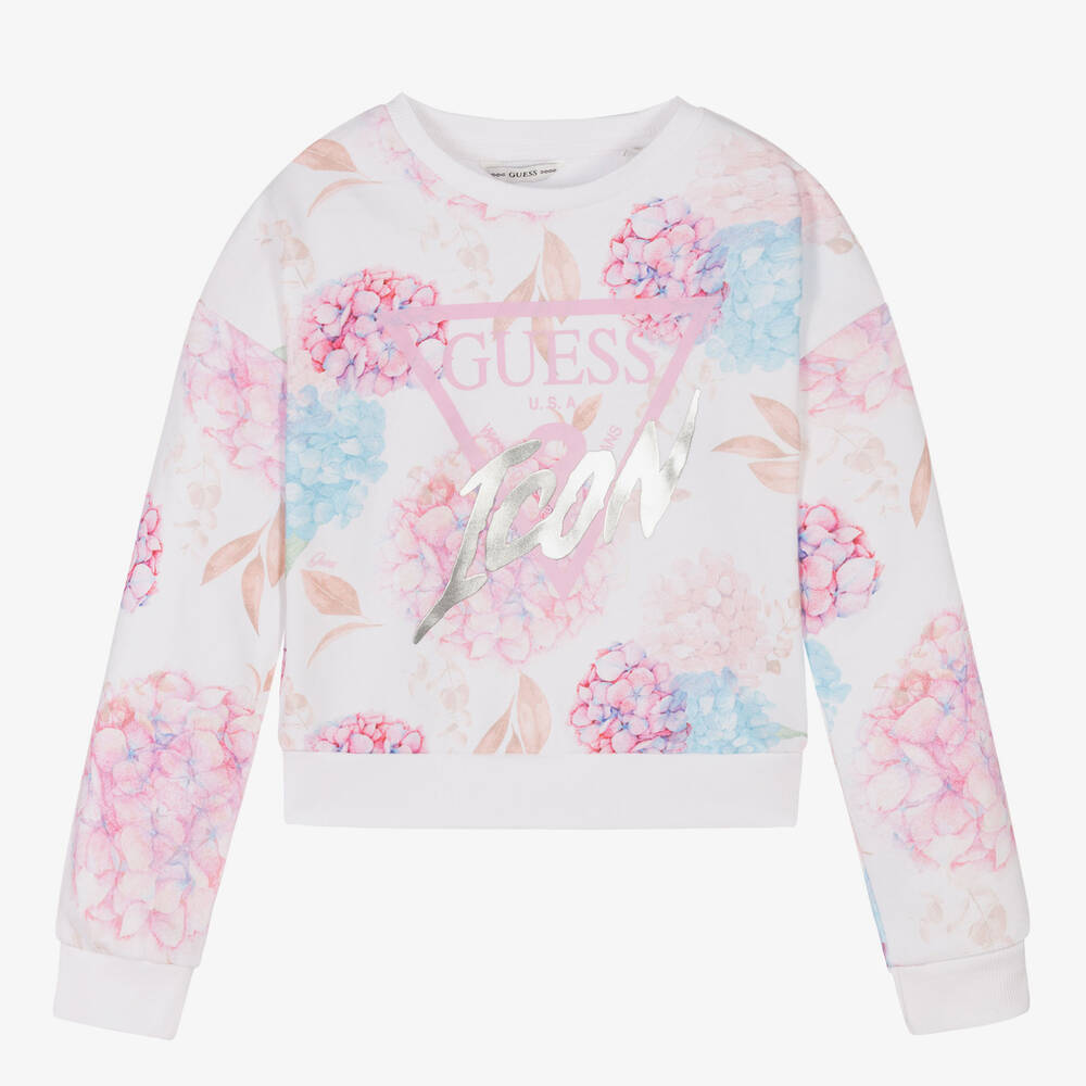 Guess - Белый свитшот с цветами | Childrensalon