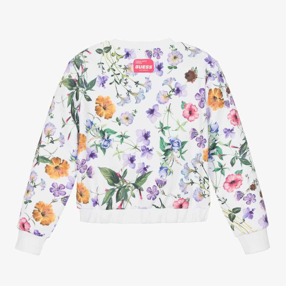 Guess-Girls White Floral Sweatshirt | Childrensalon Outlet