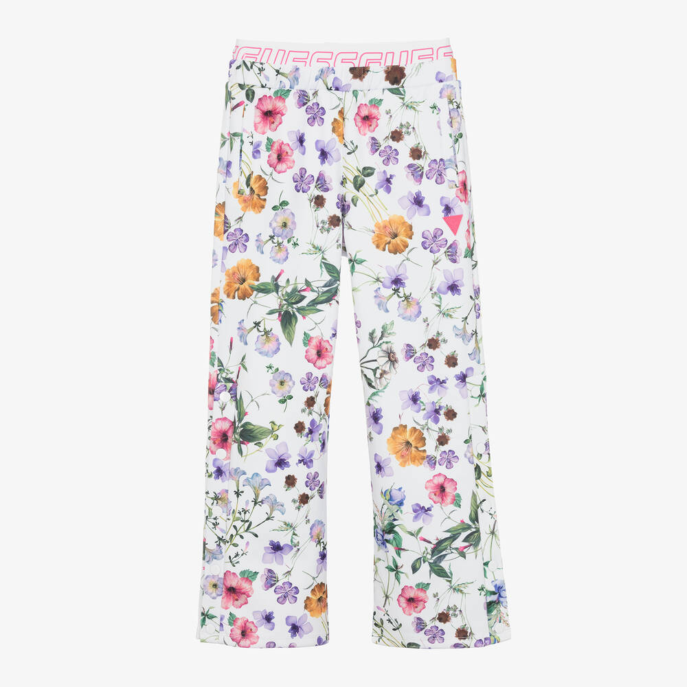 Guess - Girls White Floral Trousers | Childrensalon