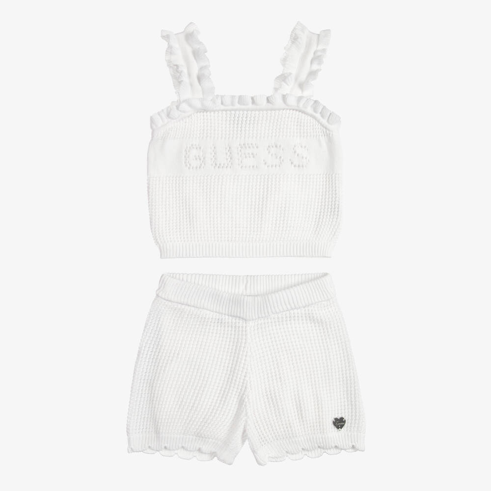 Guess-Girls' White Knit Shorts Outfit | Childrensalon Outlet