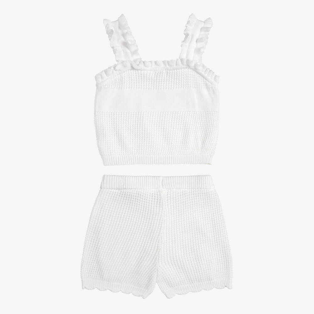 Guess-Girls' White Knit Shorts Outfit | Childrensalon Outlet