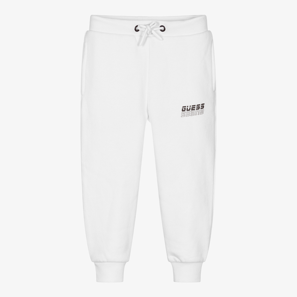 Guess - Girls White Logo Joggers | Childrensalon