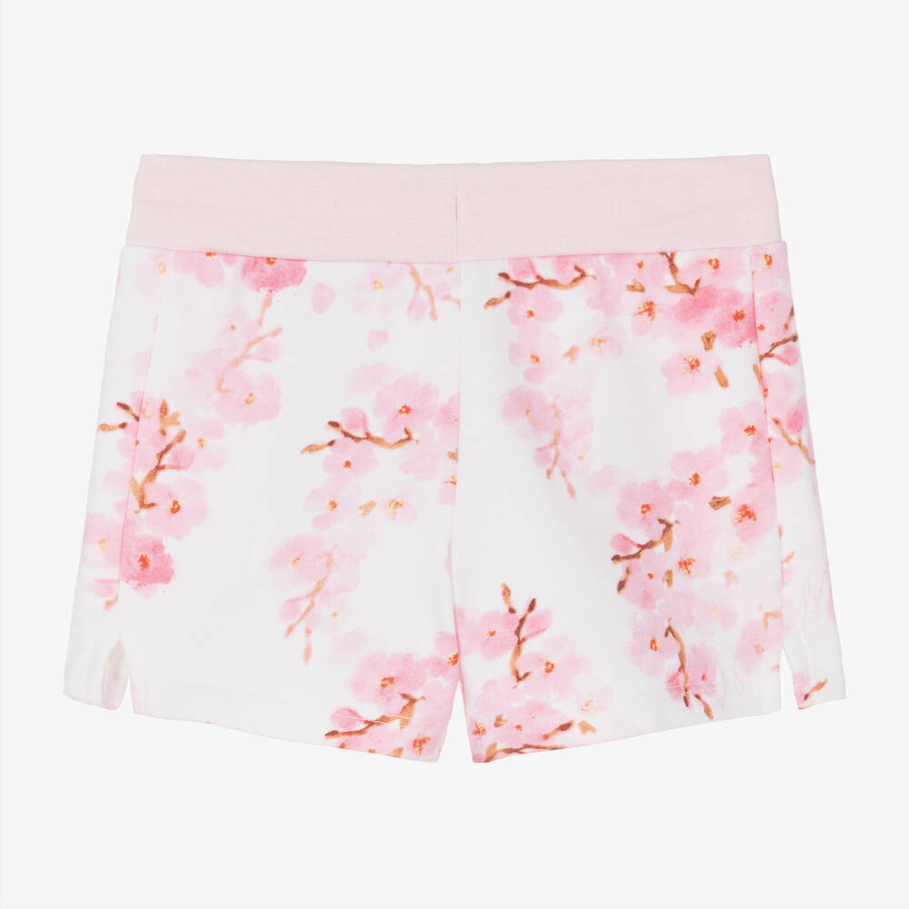 Guess-Girls White & Pink Cotton Blossom Shorts | Childrensalon Outlet