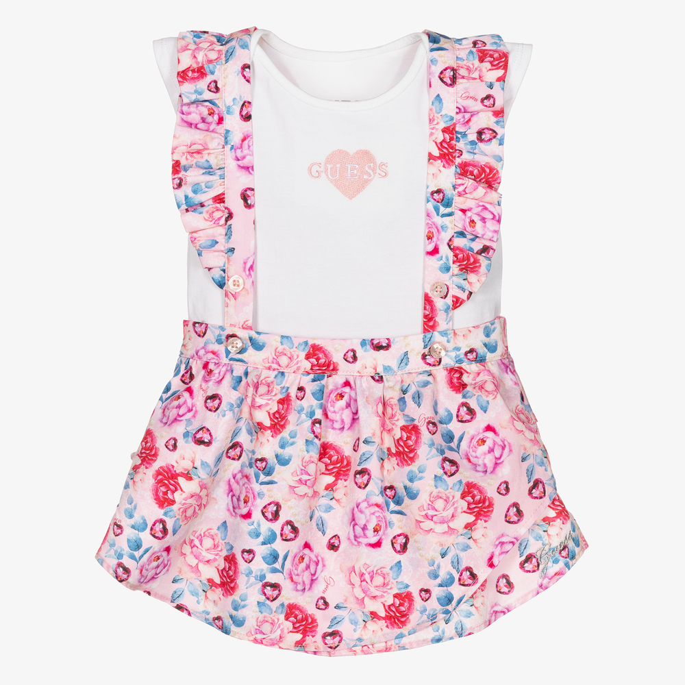 Guess - Белый топ и розовая юбка для девочек | Childrensalon