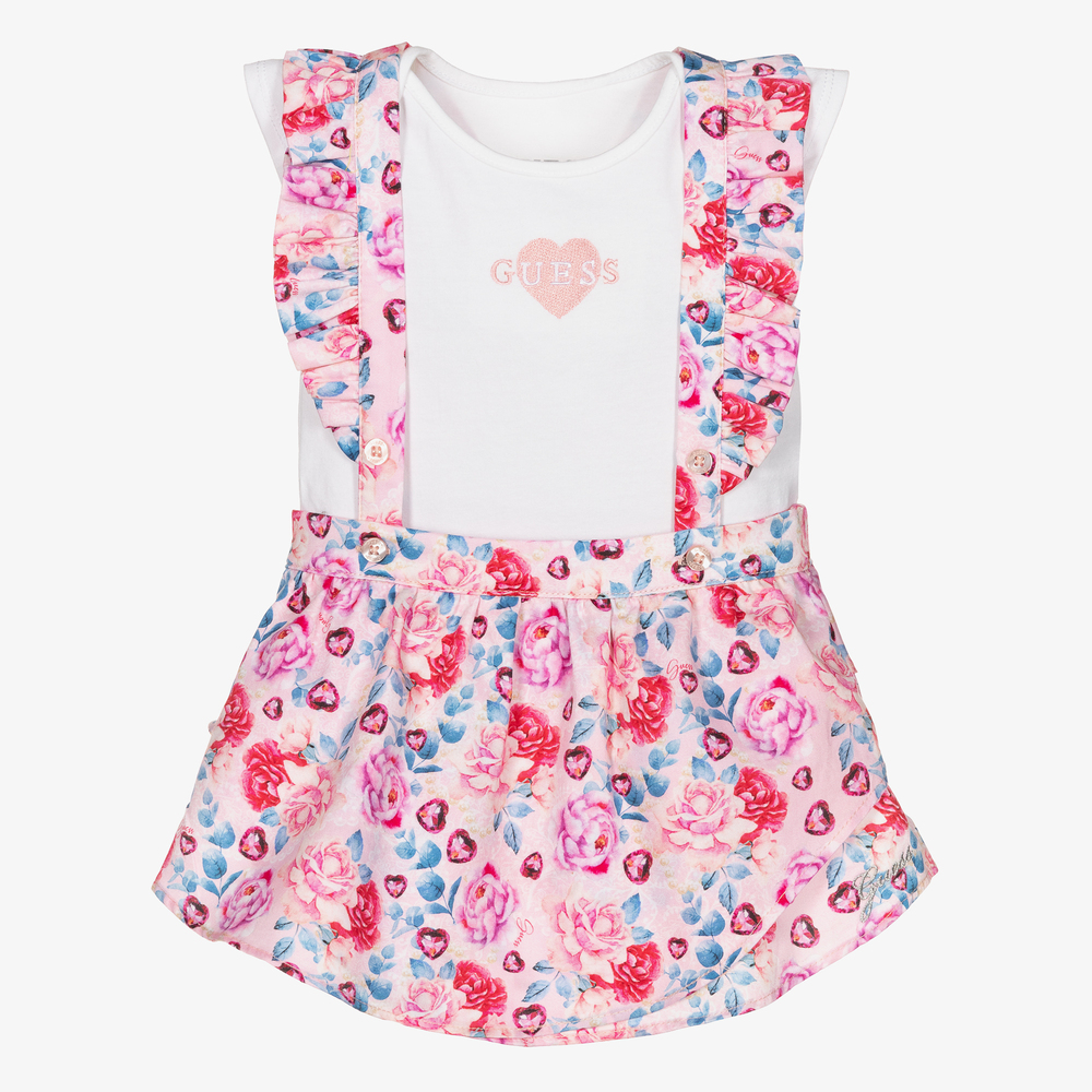 Guess - Girls White & Pink Skirt Set | Childrensalon