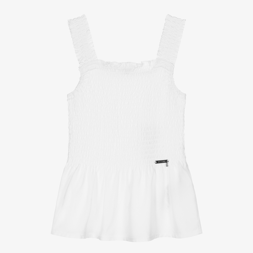Guess - Girls White Ruched Top | Childrensalon