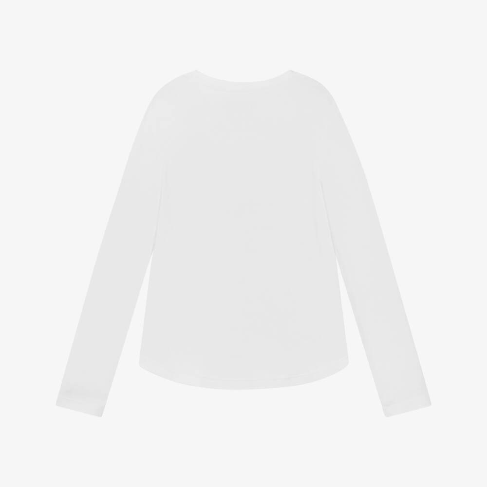 Guess-Girls White Sequin Logo Top | Childrensalon Outlet