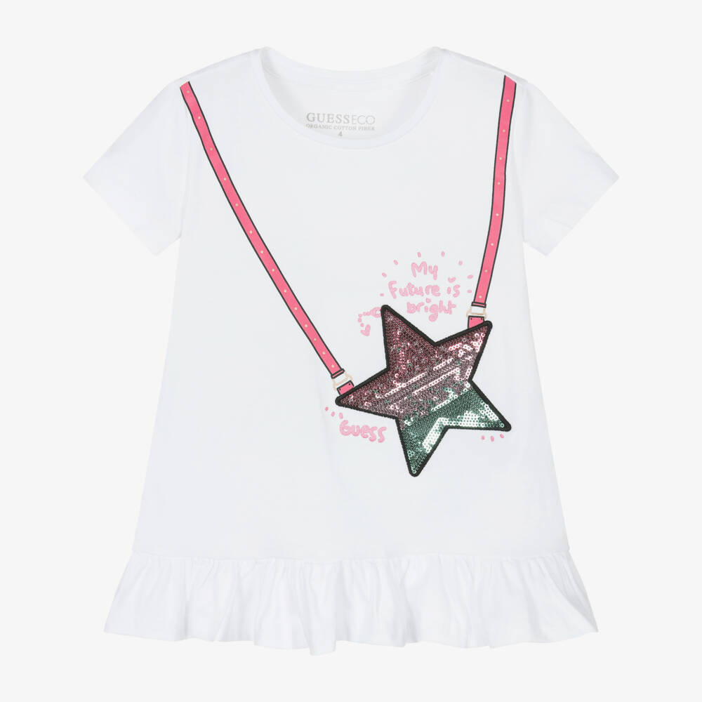 Guess-Girls White Starry Tote Tee | Childrensalon Outlet