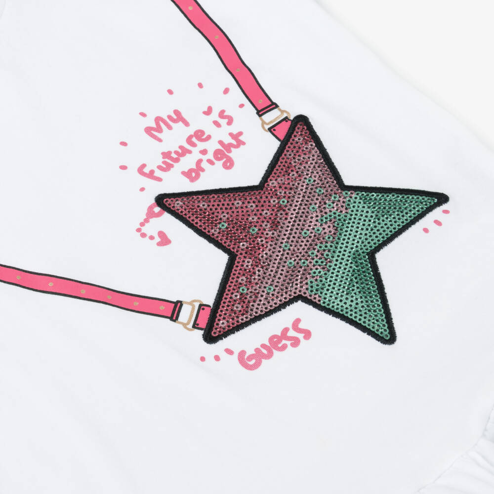 Guess-Girls White Starry Tote Tee | Childrensalon Outlet