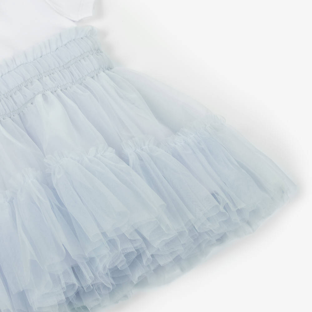 Guess-Girls' White Tee & Blue Tulle Delight | Childrensalon Outlet