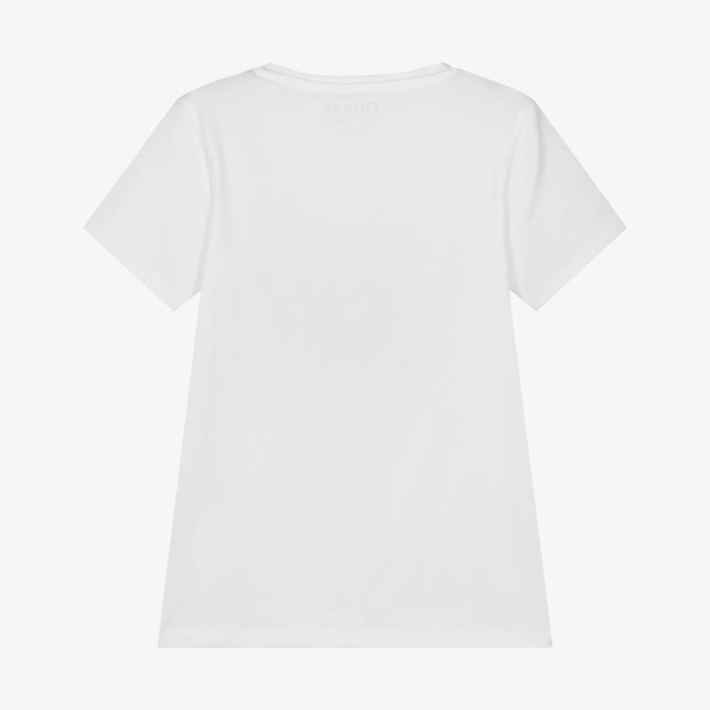 Guess-Girls White Tropical Print Tee | Childrensalon Outlet