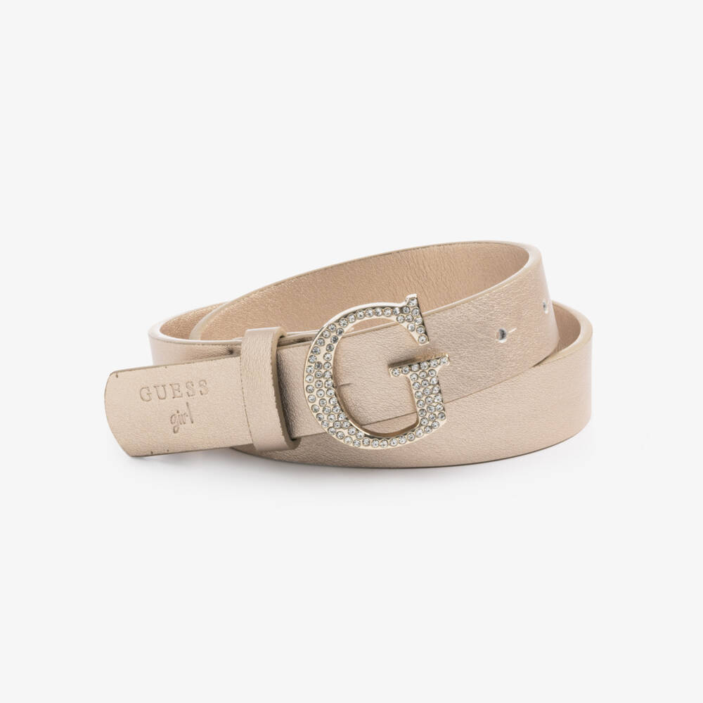 Guess-Gold Belt With Diamante G | Childrensalon Outlet