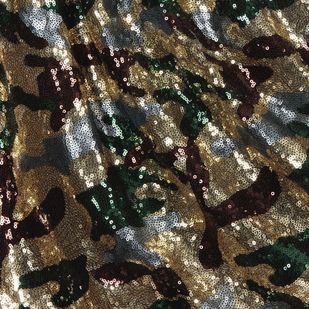 Guess Gold Sequin Camouflage Skirt