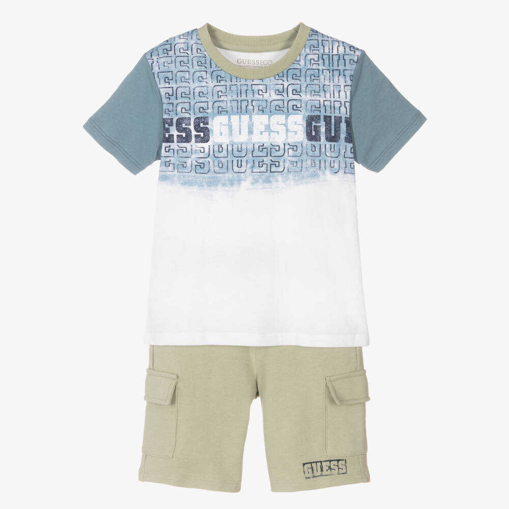 Guess-طقم مغامرات قطني أخضر | Childrensalon Outlet
