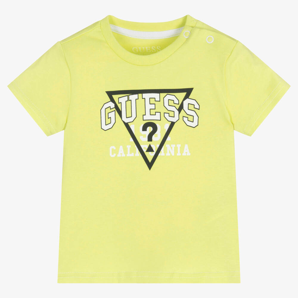 Guess - T-shirt vert en coton bébé | Childrensalon