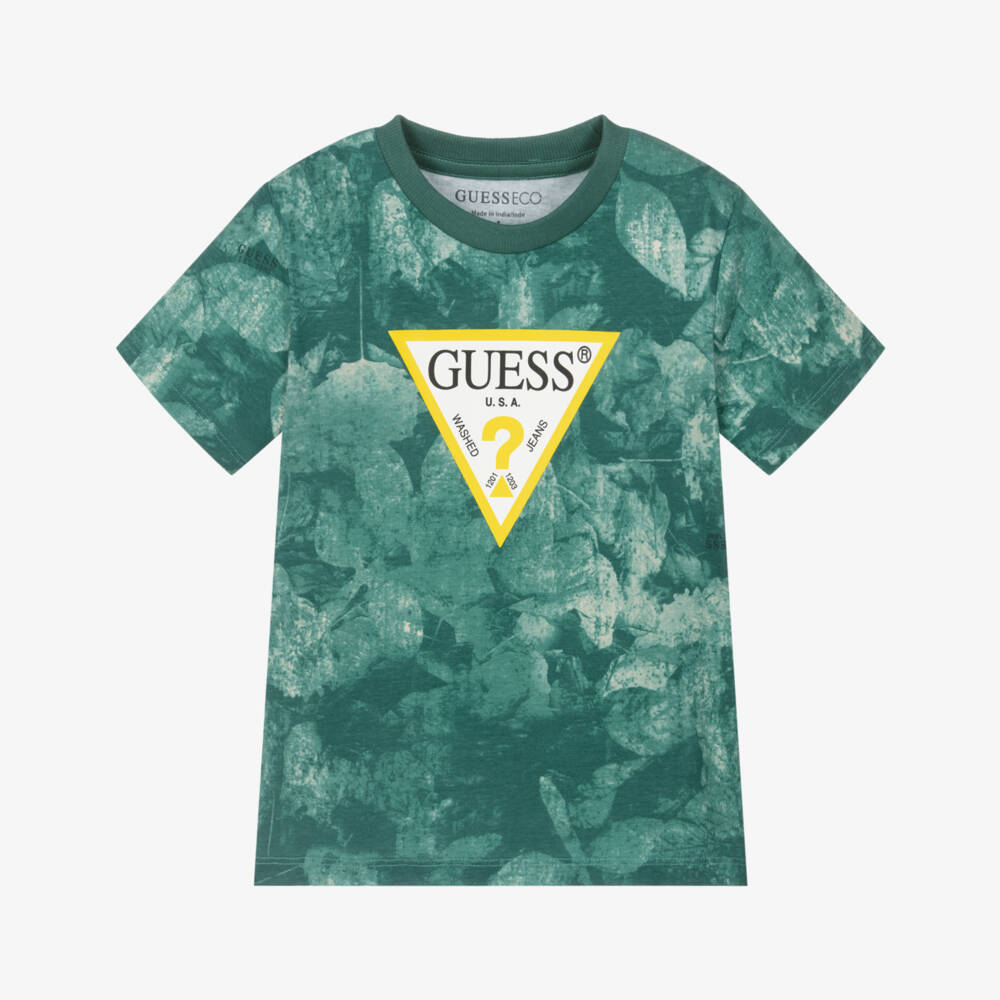 Guess-Зеленая футболка с логотипом для мальчиков | Childrensalon Outlet