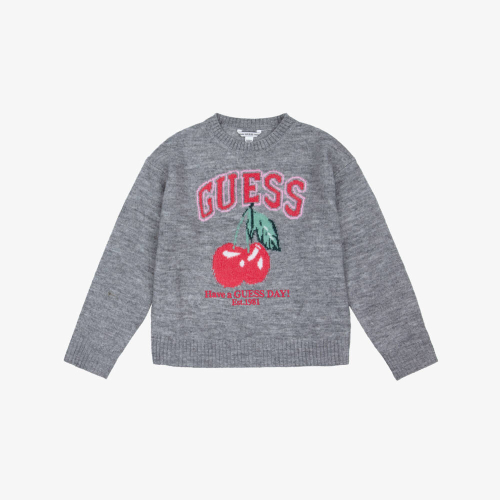 Guess-Grey Cherry Logo Sweater | Childrensalon Outlet