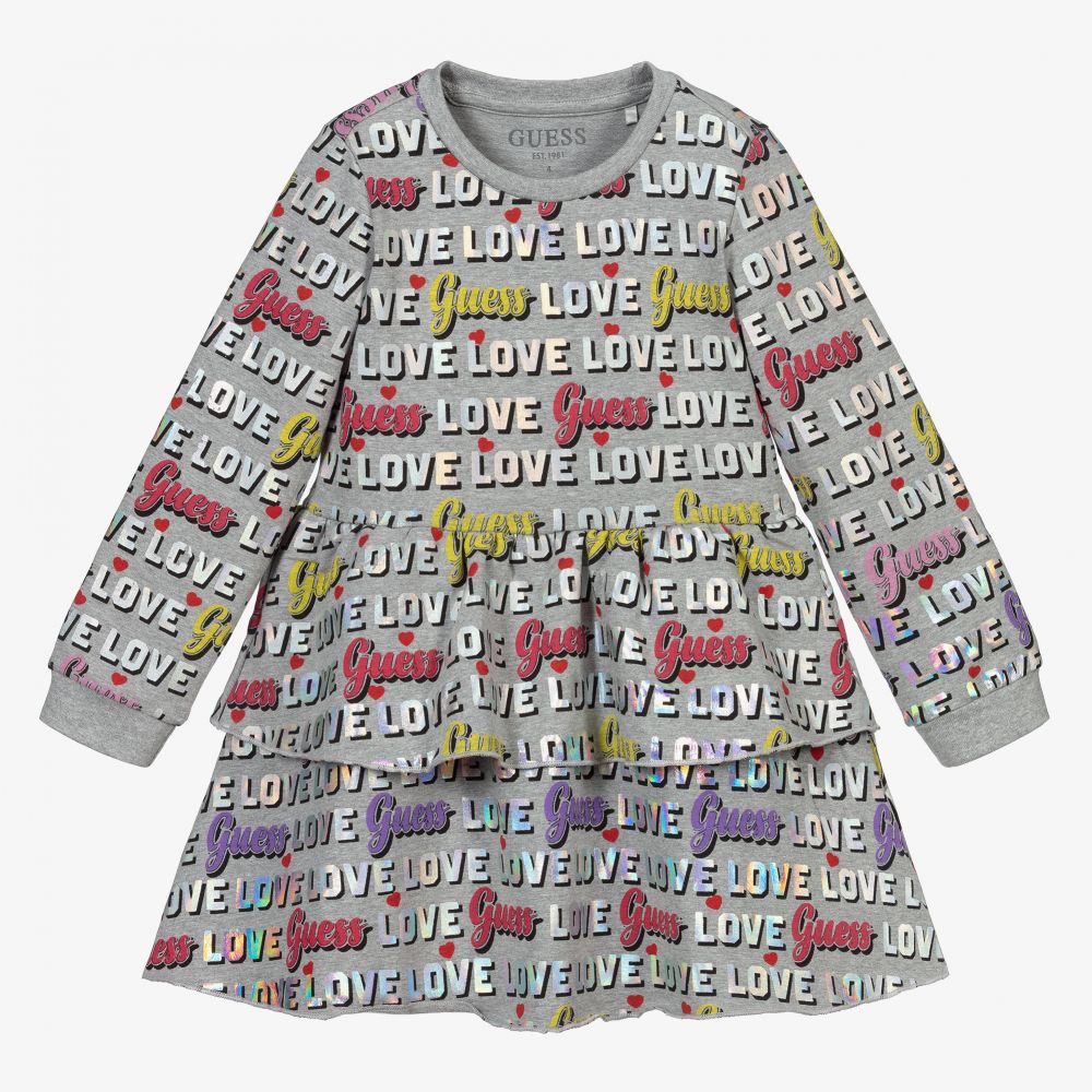 Guess - Grey Logo Jersey Dress | Childrensalon