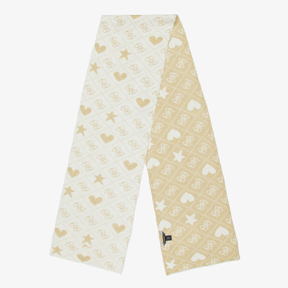 Guess-Ivory And Beige Logo Hat And Scarf Set | Childrensalon Outlet