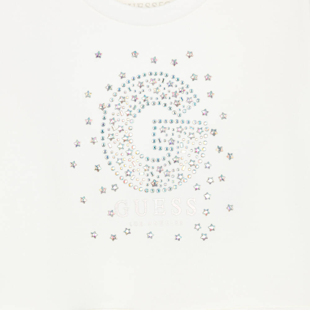 Guess-Ivory Diamante Logo Dress | Childrensalon Outlet