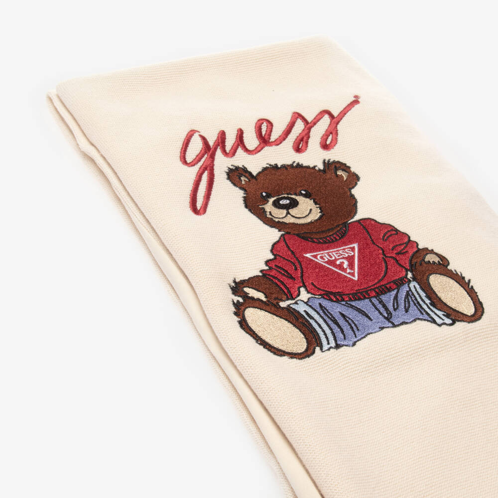 Guess-Ivory Embroidered Teddy Bear Blanket (100cm) | Childrensalon Outlet