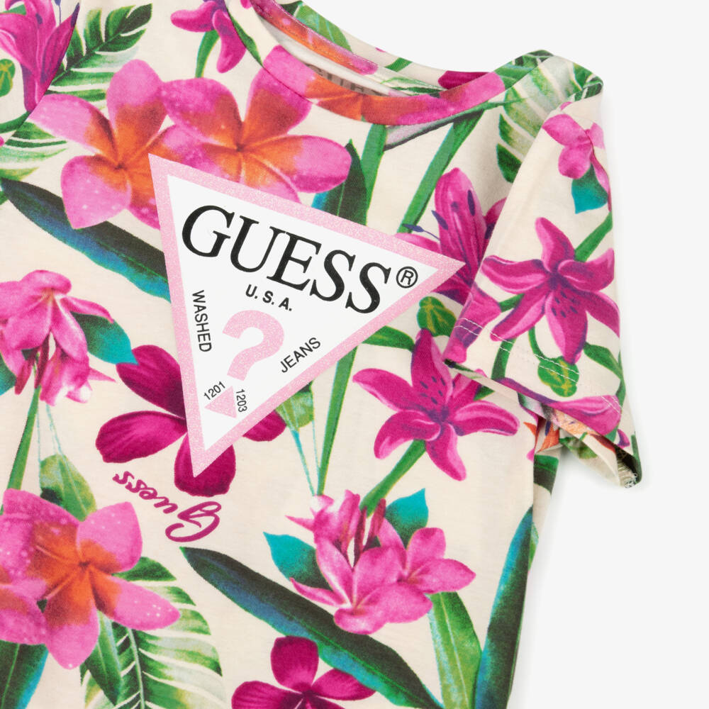 Guess-Ivory Floral Fantasy Cotton Tee | Childrensalon Outlet