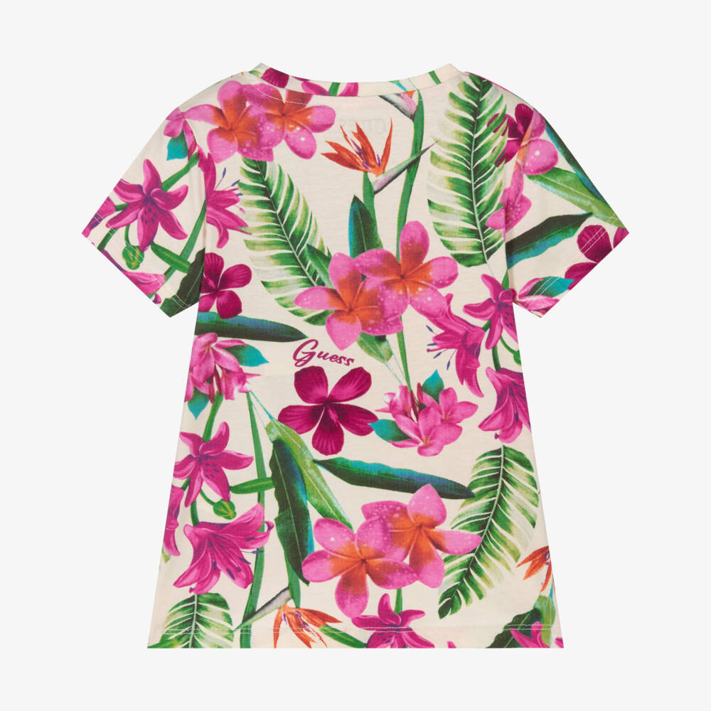 Guess-Ivory Floral Fantasy Cotton Tee | Childrensalon Outlet