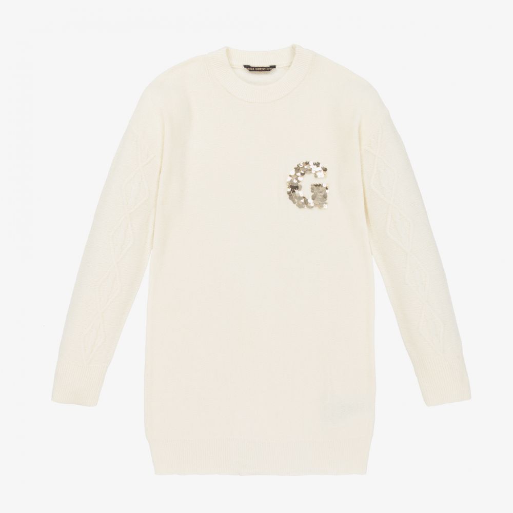 Guess - Ivory Logo Sweater Dress | Childrensalon Outlet