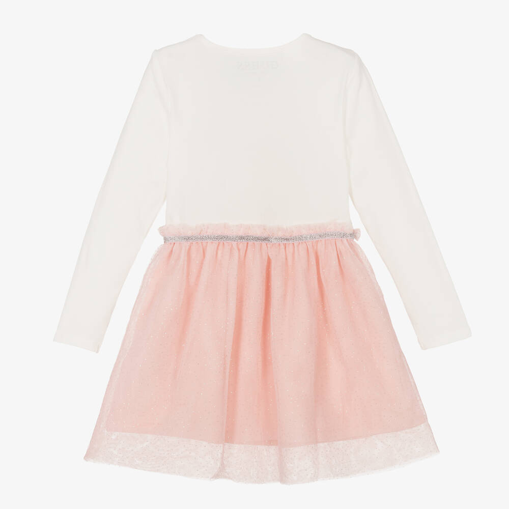 Guess-Ivory & Pink Tulle Dress | Childrensalon Outlet