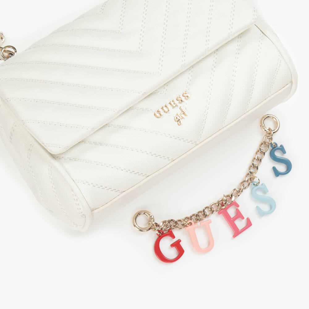 Guess-Ivory Quilted Charm Shoulder Tote | Childrensalon Outlet