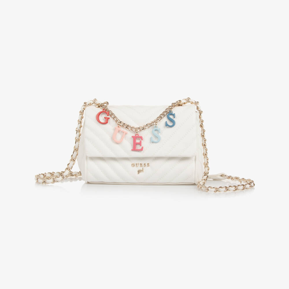 Guess-Ivory Quilted Charm Shoulder Tote | Childrensalon Outlet