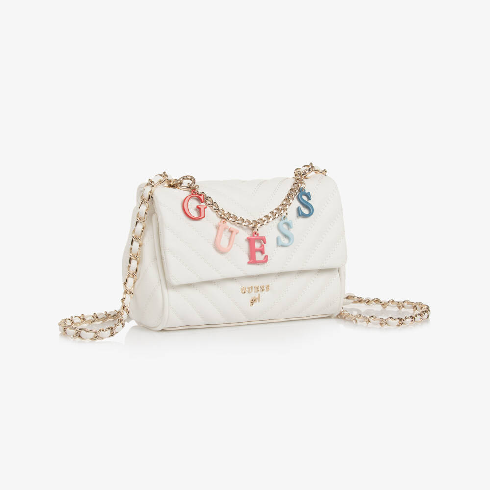 Guess-Ivory Quilted Charm Shoulder Tote | Childrensalon Outlet