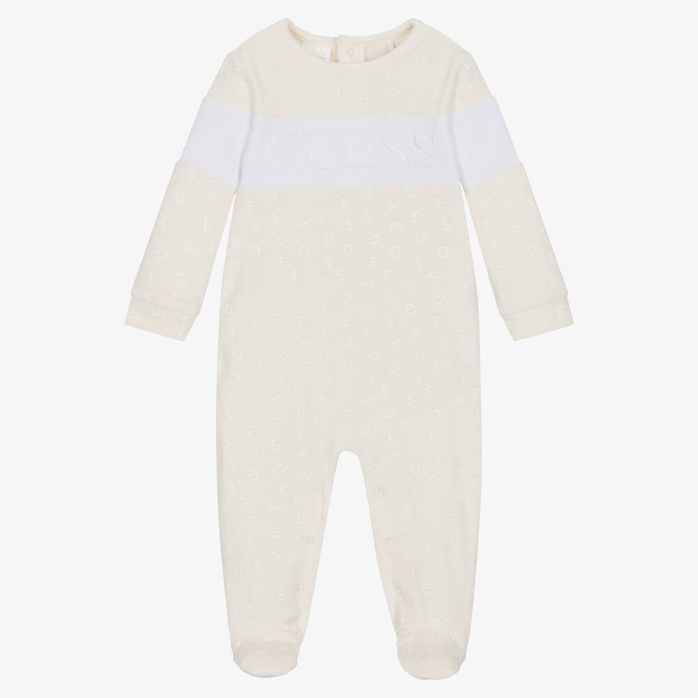 Guess-Ivory Velour Babygrow | Childrensalon Outlet