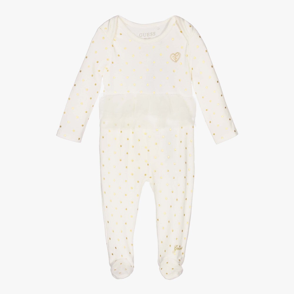 Guess - Ivory Velour Babysuit Set | Childrensalon