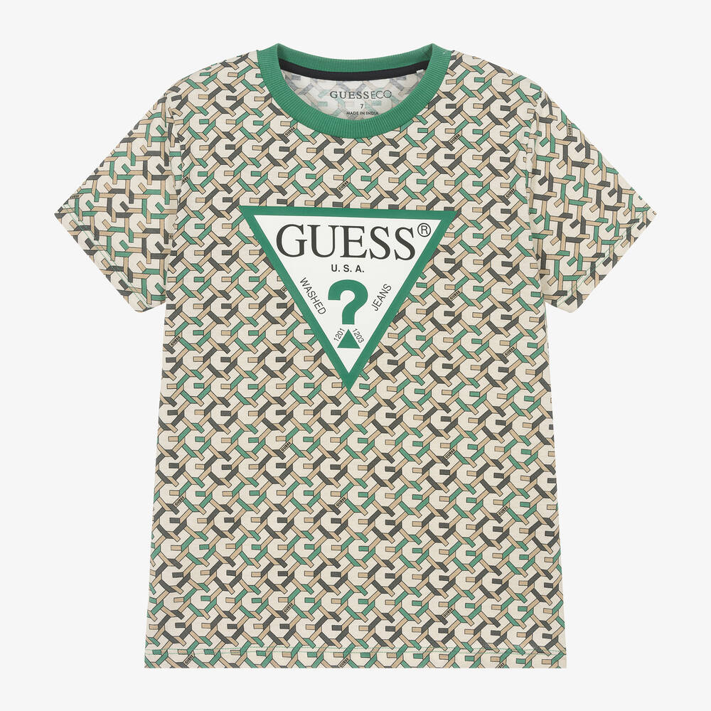 Guess Junior Boys Beige Cotton T Shirt Childrensalon Outlet