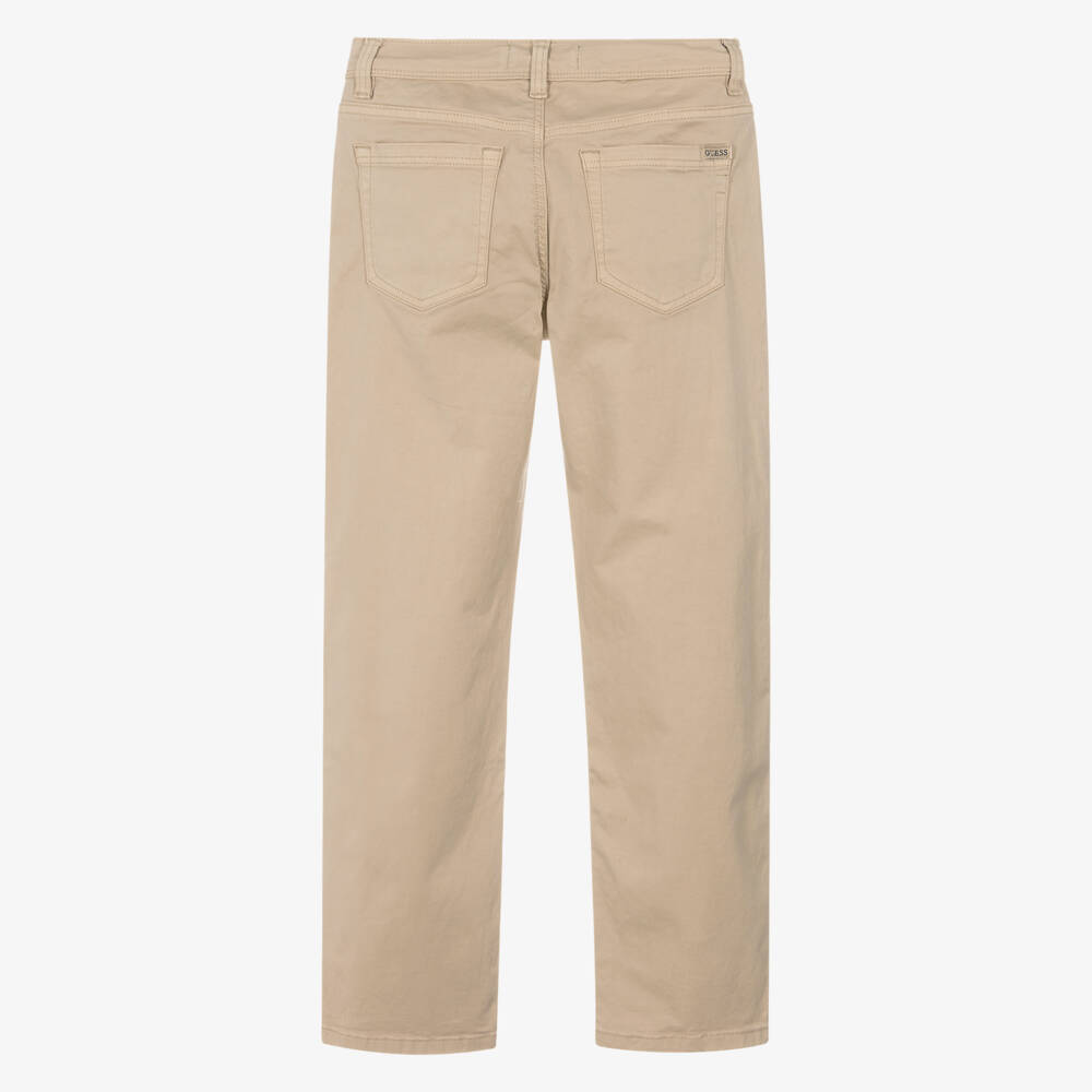Guess-Junior Boys Beige Cotton Twill Chino Trousers | Childrensalon Outlet