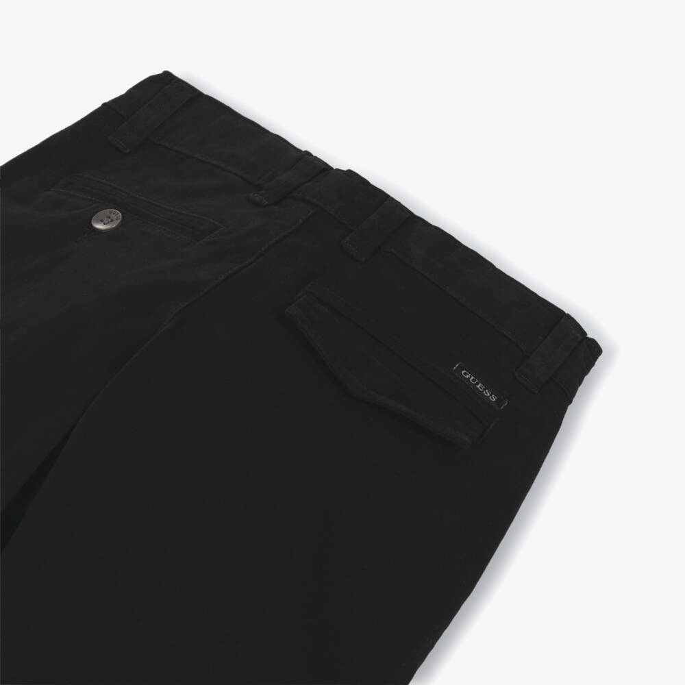 Guess-Junior Boys Black Cotton Trousers | Childrensalon Outlet