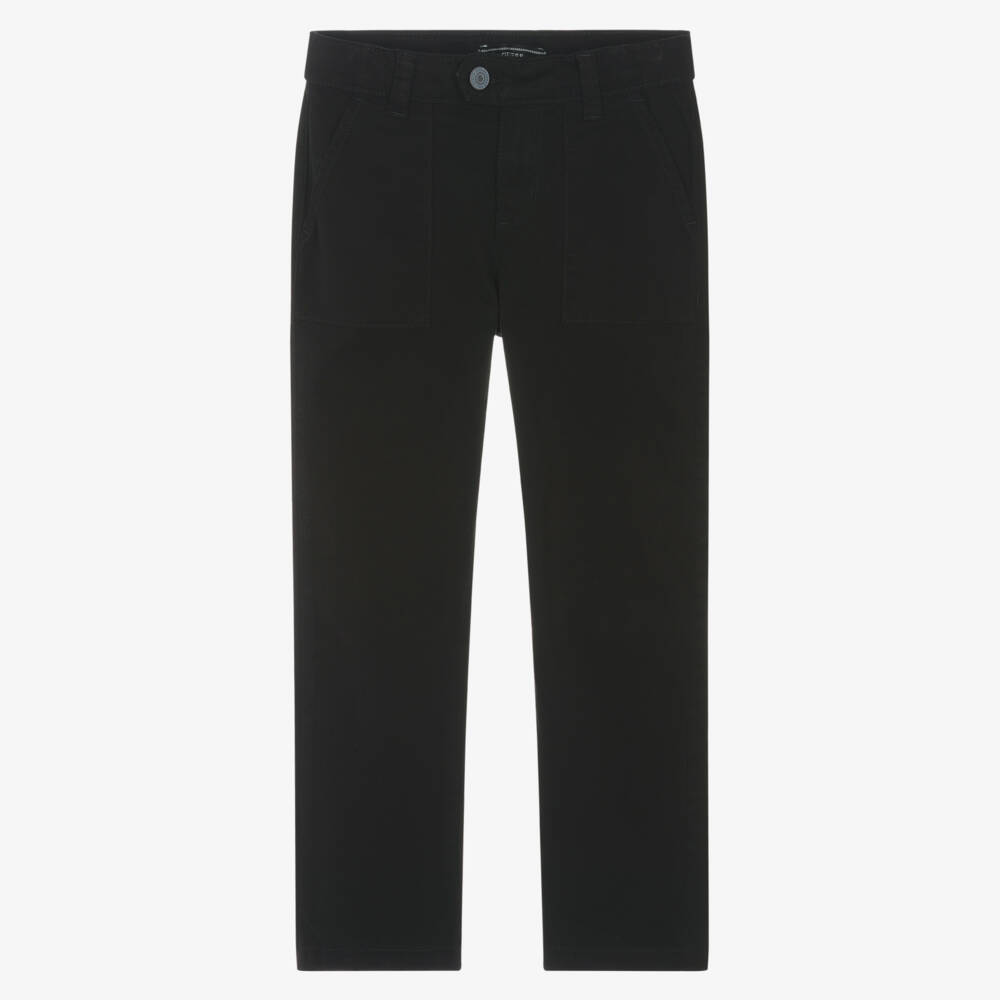 Guess-Junior Boys Black Cotton Trousers | Childrensalon Outlet