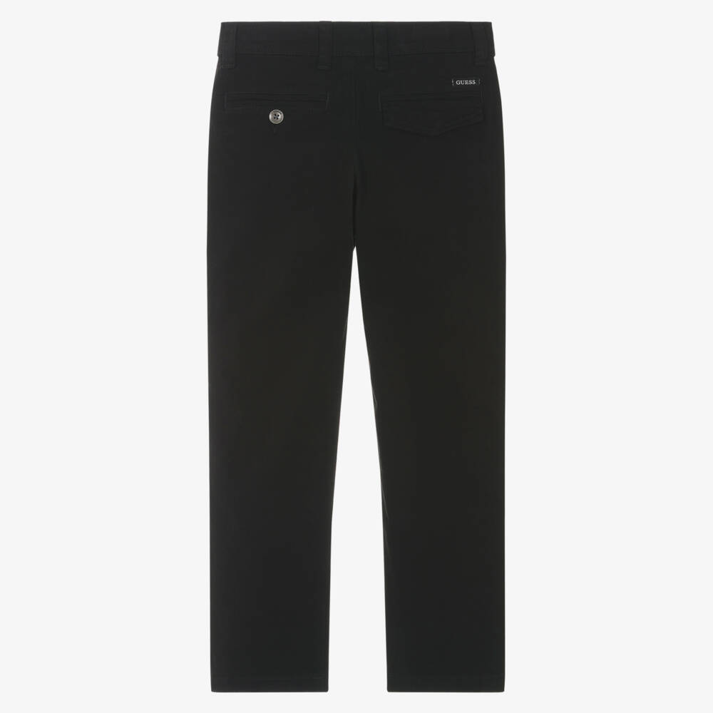 Guess-Junior Boys Black Cotton Trousers | Childrensalon Outlet