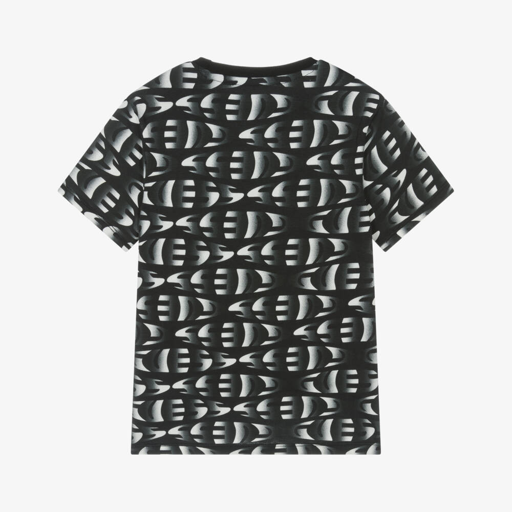 Guess-Junior Boys Black Gradient Logo Organic Cotton T-Shirt | Childrensalon Outlet