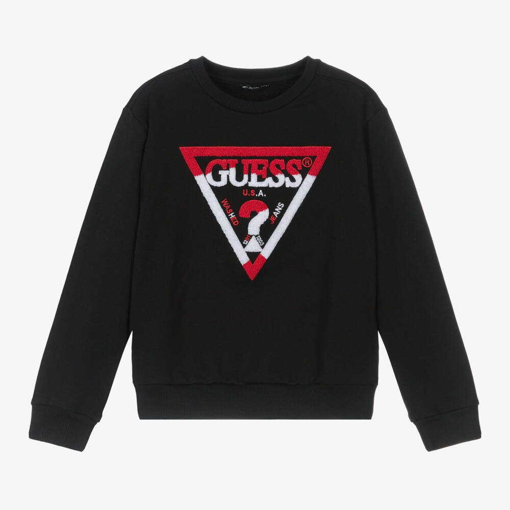 Guess-Junior Boys Black Logo Jumper | Childrensalon Outlet
