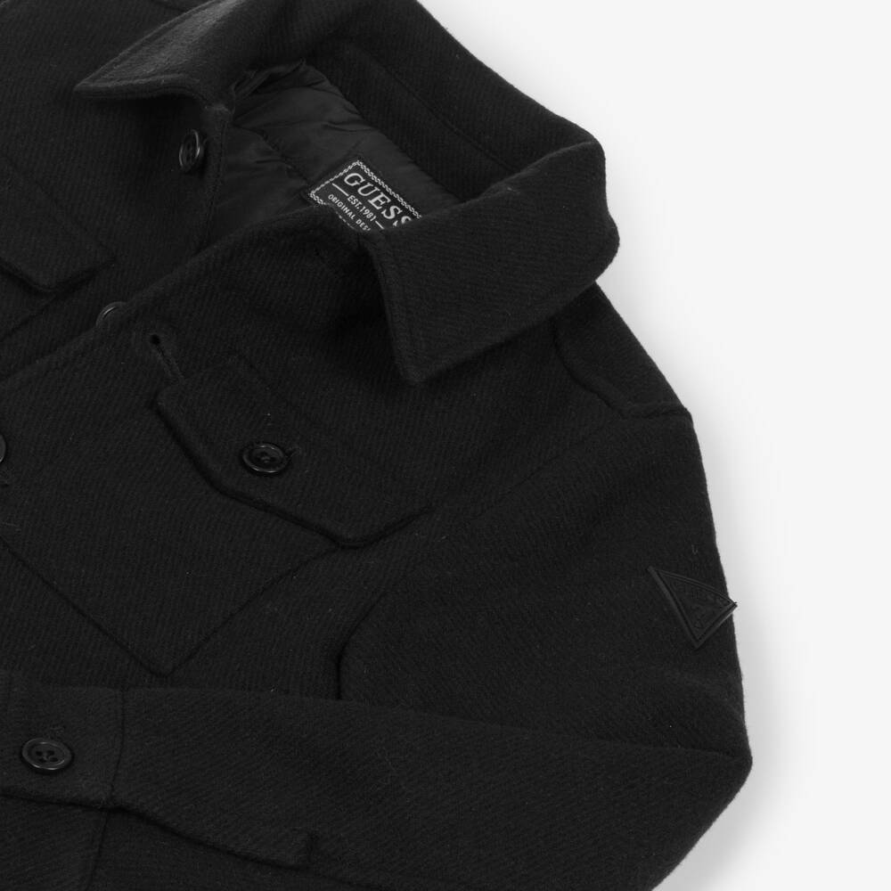 Guess-Junior Boys Black Padded Shacket | Childrensalon Outlet