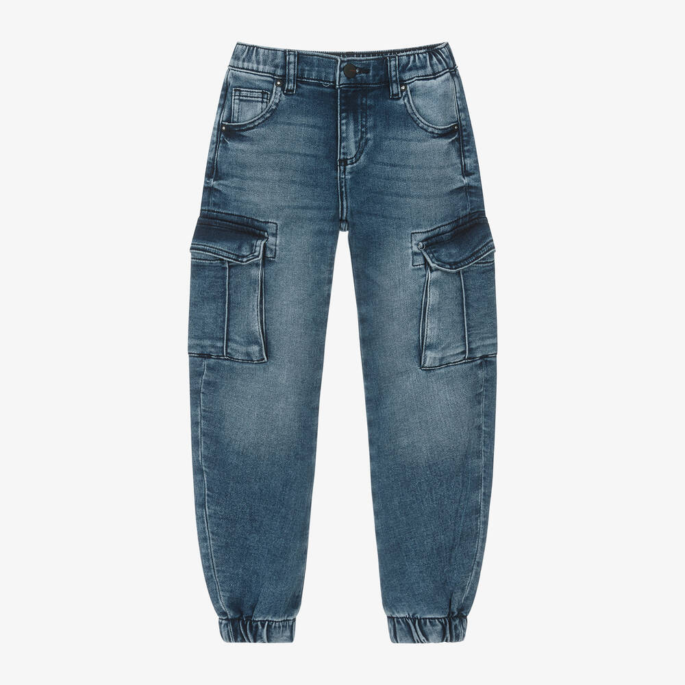 Junior Boys Blue Cargo Jogger Jeans