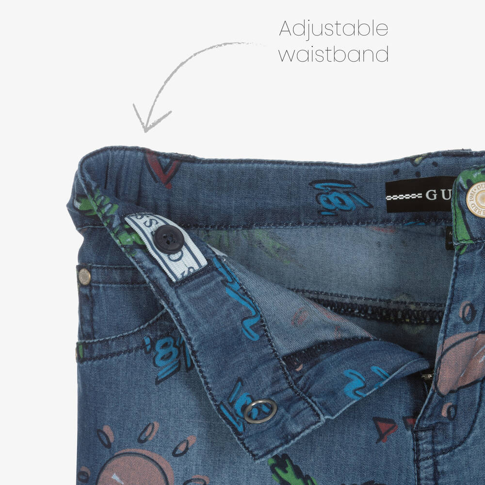 Guess-شورت قطن شامبري لون أزرق للأولاد | Childrensalon Outlet