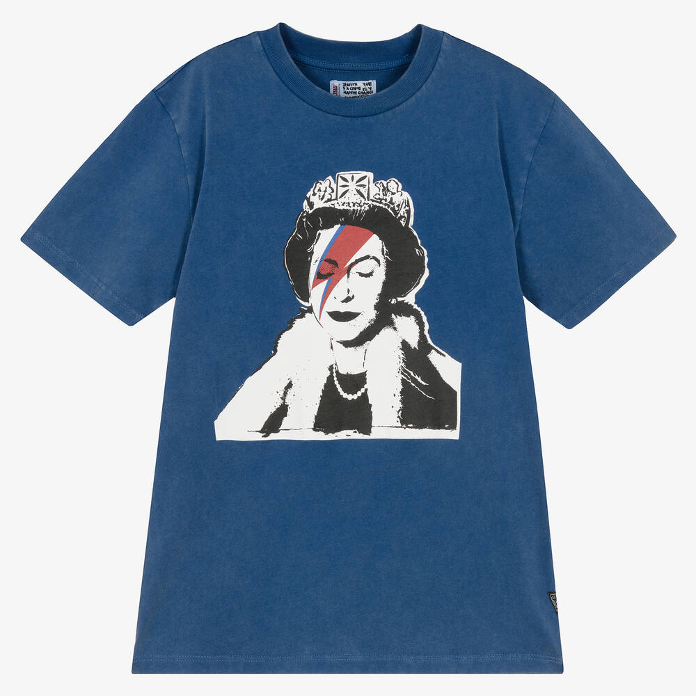 Guess - T-shirt bleu en coton Banksy garçon | Childrensalon