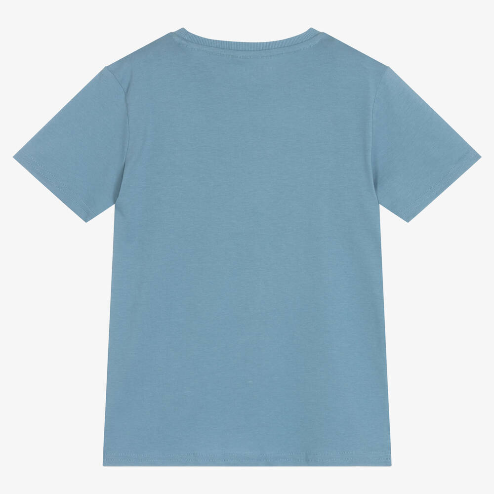 Guess-Junior Boys Blue Cotton Logo T-Shirt | Childrensalon Outlet