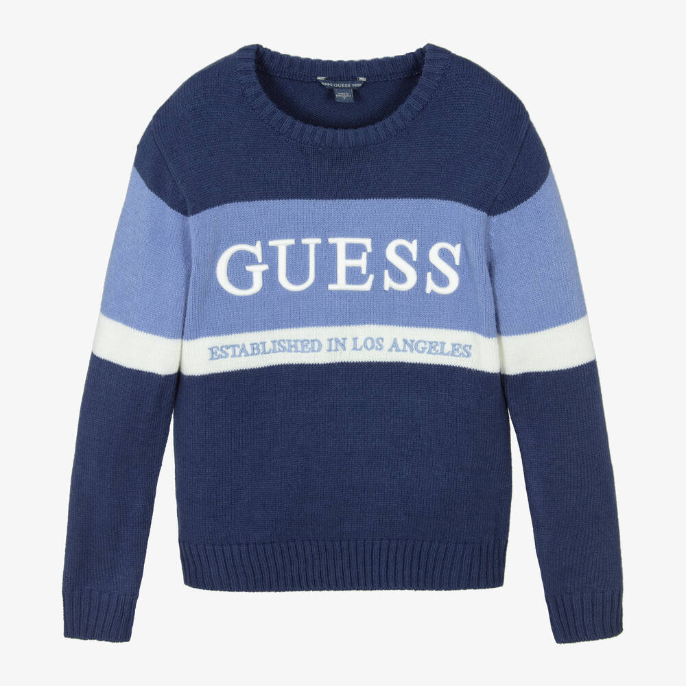Guess-Junior Boys Blue Knitted Jumper | Childrensalon Outlet