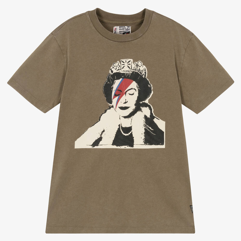 Guess - Junior Boys Green Cotton Banksy T-Shirt | Childrensalon