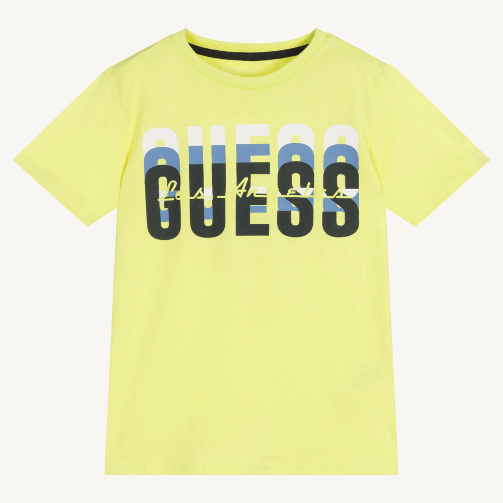 Guess - T-shirt vert en coton garçon junior | Childrensalon